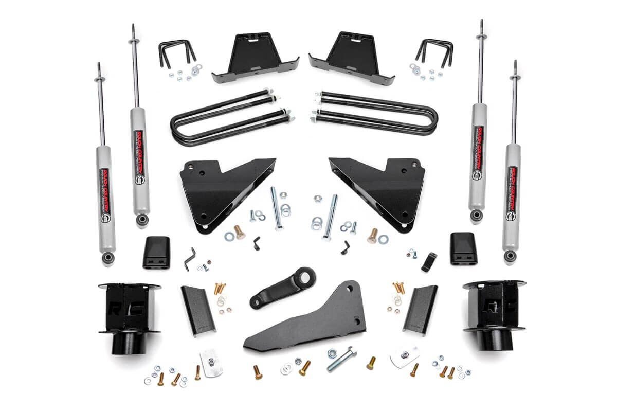 Ram 3500 Suspension Lift Kit - Rough Country - 5 Inch, Radius Arm Drop, SRW - '13-'15
